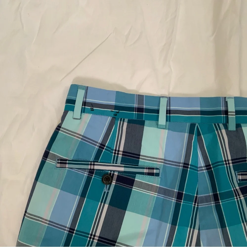 Brooks Brothers Shorts Men’s Size 32 Blue Plaid Chino Beach Boat Preppy Golf New